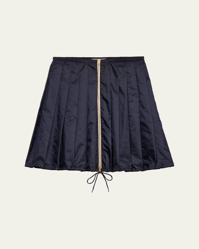 Pleated Re-Nylon Drawstring Skirt